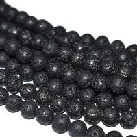 Natürliche Lava Perlen, DIY, schwarz, Länge:ca. 38 cm, verkauft von Strang