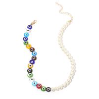 Plastic Pearl Necklace, Zinc Alloy, with Lampwork & Plastic Pearl, zinc alloy lobster clasp, for woman, mixed colors cm 