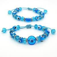 Bracelets Murano, chalumeau, avec cordon de polyester, pour femme, bleu, 10mm Environ 21 cm, Vendu par PC