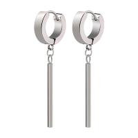 Titanium Steel Huggie Hoop Drop Earring, titanium hoop earring, Vacuum Plating, for woman, silver color, 44mm 