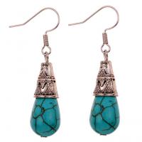 Turquoise Zinc Alloy Earring, with turquoise, zinc alloy earring hook, for woman, mixed colors, 6-45mm 