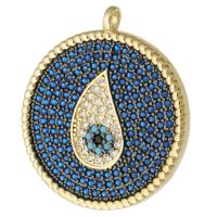 Cubic Zirconia Micro Pave Brass Pendant, Round, gold color plated, fashion jewelry & DIY & evil eye pattern & micro pave cubic zirconia, multi-colored Approx 3mm 
