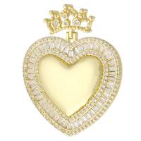 Cubic Zirconia Micro Pave Brass Pendant, Heart, gold color plated, fashion jewelry & DIY & micro pave cubic zirconia, golden Approx 1mm 