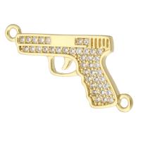 Cubic Zirconia Micro Pave Brass Connector, Gun, gold color plated, fashion jewelry & DIY & micro pave cubic zirconia, golden Approx 1.5mm 