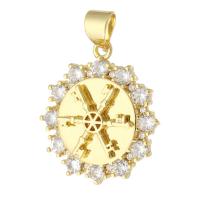 Cubic Zirconia Micro Pave Brass Pendant, gold color plated, fashion jewelry & DIY & micro pave cubic zirconia, golden Approx 3.5mm 
