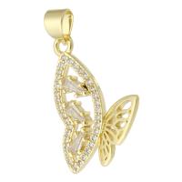 Cubic Zirconia Micro Pave Brass Pendant, Butterfly, gold color plated, fashion jewelry & DIY & micro pave cubic zirconia, golden Approx 3mm 