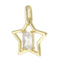 Cubic Zirconia Micro Pave Brass Pendant, Star, gold color plated, fashion jewelry & DIY & micro pave cubic zirconia, golden Approx 2mm 