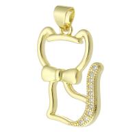 Cubic Zirconia Micro Pave Brass Pendant, Cat, gold color plated, fashion jewelry & DIY & micro pave cubic zirconia, golden Approx 3mm 