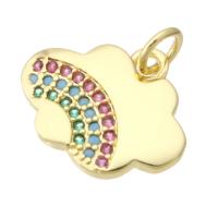 Cubic Zirconia Micro Pave Brass Pendant, Cloud, gold color plated, fashion jewelry & DIY & micro pave cubic zirconia, multi-colored Approx 3mm 