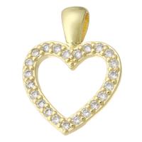 Cubic Zirconia Micro Pave Brass Pendant, Heart, gold color plated, fashion jewelry & DIY & micro pave cubic zirconia, golden Approx 2mm 