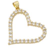 Cubic Zirconia Micro Pave Brass Pendant, Heart, gold color plated, fashion jewelry & DIY & micro pave cubic zirconia, golden Approx 3mm 