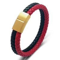 bracelet de cordon en PU , Acier titane, avec cuir PU, bijoux de mode & unisexe & normes différentes pour le choix & givré Vendu par PC