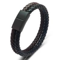 PU Leather Cord Bracelets, Titanium Steel, with PU Leather, fashion jewelry & Unisex & frosted 