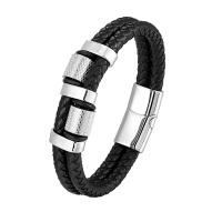 Titanium Steel Bracelet, with PU Leather, fashion jewelry & for man 20mm cm 