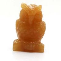 Jade Yellow Decoration, Owl, Carved, yellow, 38mm 