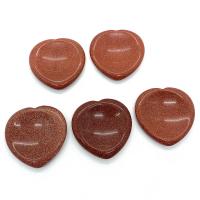arena dorada Piedra angustiosa del pulgar, Corazón, Masaje, Rojo, 40x40x6mm, Vendido por UD