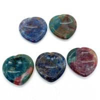 Achat Thumb Worry Stone, Herz, Massage, gemischte Farben, 40x40x6mm, verkauft von PC