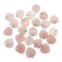 Pendentifs quartz naturel, quartz rose, avec alliage de zinc, coeur, Placage de couleur argentée, normes différentes pour le choix, rose, Vendu par PC