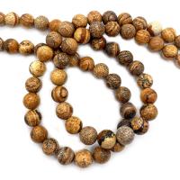 Landschafts-Jaspis Perlen, Bild Jaspis, rund, DIY & verschiedene Größen vorhanden, Länge:ca. 14.96 ZollInch, verkauft von Strang