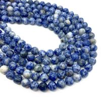 Blauer Fleck Perlen, blauer Punkt, rund, DIY & verschiedene Größen vorhanden, blau, Länge:ca. 14.96 ZollInch, verkauft von Strang