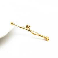 304 Stainless Steel Brooch, Branch, Vacuum Ion Plating, fashion jewelry & polished & Unisex, golden, 55mm 