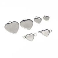Stainless Steel Pendant Setting, 304 Stainless Steel, Heart, polished, DIY  & double-hole, original color 