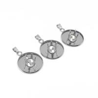 Stainless Steel Pendant Setting, 304 Stainless Steel, Round, polished, DIY, original color, 20mm 