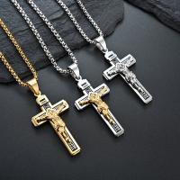 Stainless Steel Jewelry Necklace, 304 Stainless Steel, Cross, Vacuum Ion Plating, With Pendant & fashion jewelry & polished & Unisex & blacken cm 