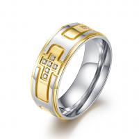 Rhinestone Stainless Steel Finger Ring, 304 Stainless Steel, ring shape, Vacuum Ion Plating, fashion jewelry & polished & Unisex & with rhinestone 