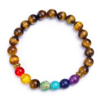 Tiger Eye Stone Bracelets, with Rainbow Stone, fashion jewelry & Unisex & radiation protection, 8mm Approx 7.48 Inch 