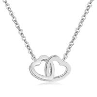 Titanium Steel Jewelry Necklace, with 1.97inch extender chain, Heart, Vacuum Ion Plating, fashion jewelry & for woman & with rhinestone Approx 17.72 Inch 