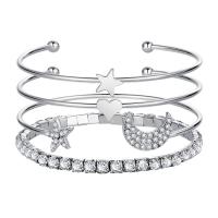 Zinc Alloy Bracelet Set, 4 pieces & for woman & with rhinestone 