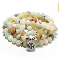 ​Amazonite​ Bracelet, with Zinc Alloy, Round, platinum color plated, Unisex & anti-fatigue 8mm, Approx 