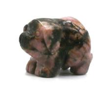 Rhodonite Decoration, Pig, Carved, mixed colors, 38mm 