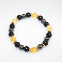 Natural Stone Bracelet, with Hematite & Zinc Alloy, Round, plated & Unisex & with rhinestone 8mm Approx 19-28 cm 