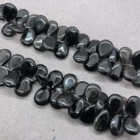Natural Black Agate Beads, Teardrop, polished, DIY, black Approx 17 cm, Approx 