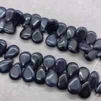Blaue Goldstein Perlen, Blauer Sandstein, Tropfen, poliert, DIY, blau, 10x12mm, Länge:ca. 17 cm, ca. 28PCs/Strang, verkauft von Strang