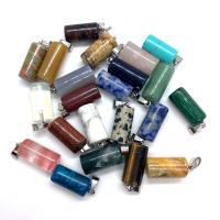 Edelstein Messing Anhänger, mit Messing, Zylinder, silberfarben plattiert, DIY & verschiedenen Materialien für die Wahl, keine, 10x26mm, verkauft von PC