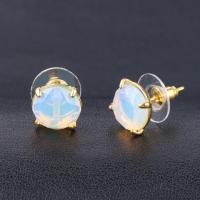 Gemstone Stud Earring, Zinc Alloy, with Gemstone & for woman & faceted 