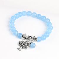Aquamarine Bracelet, with Brass, silver color plated, fashion jewelry & Unisex Approx 6.89 Inch 