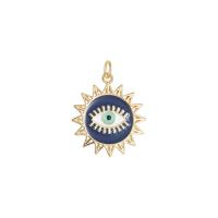 Cubic Zirconia Micro Pave Brass Pendant, gold color plated, DIY & evil eye pattern & micro pave cubic zirconia & enamel 