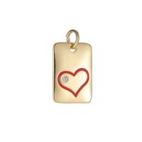 Cubic Zirconia Brass Pendants, with Cubic Zirconia, Rectangle, gold color plated, DIY & enamel 