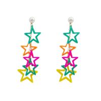 Acrylic Drop Earring, Zinc Alloy, with Plastic Pearl & Acrylic, Star, gold color plated, for woman & hollow 