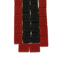 Synthetic Cinnabar Beads, Rectangle, carved Approx 17 Inch 