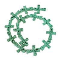 Cinnabar synthétique goutte, croix, sculpté, vert clair Environ 16.5 pouce Vendu par brin