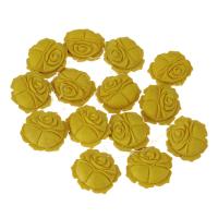 Synthetische Cinnabar Perle, Rose, geschnitzed, gelb, 34x34x9mm, Länge:ca. 14 ZollInch, 14PCs/Strang, verkauft von Strang