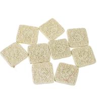 Synthetic Cinnabar Beads, Square, carved, beige Approx 17 Inch 