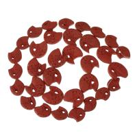 Synthetische Cinnabar Perle, Fisch, geschnitzed & verschiedene Größen vorhanden, rot, Länge:ca. 17 ZollInch, verkauft von Strang