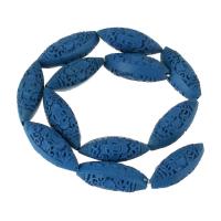 Cinabrio sintético Abalorio, oliváceo, tallado, azul, 33x12x12mm, longitud:aproximado 15.5 Inch, 12PCs/Sarta, Vendido por Sarta