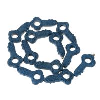 Synthetische Cinnabar Perle, Schlüssel, geschnitzed, blau, 37x20x7mm, Länge:ca. 17 ZollInch, 12PCs/Strang, verkauft von Strang